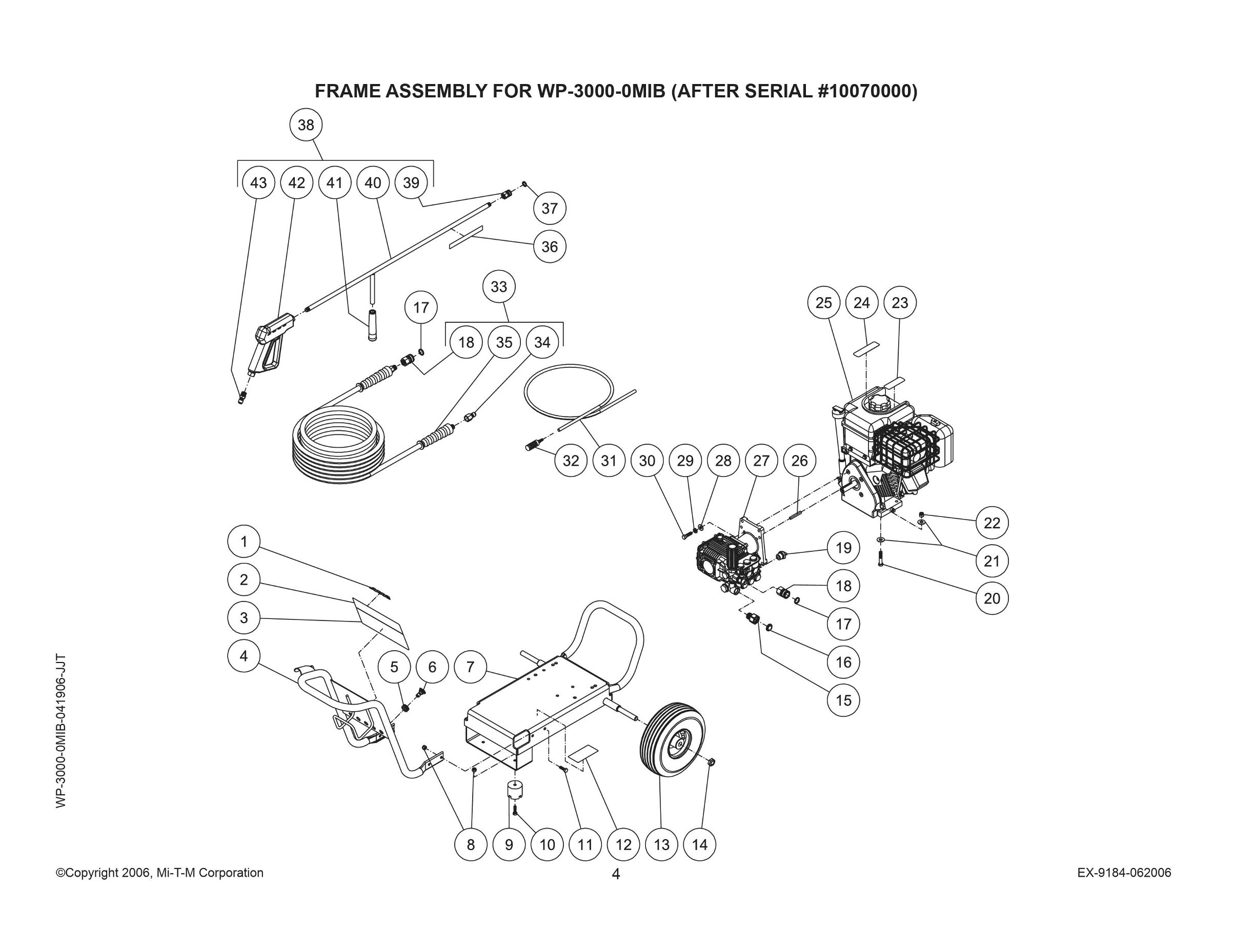 WP-3000-0MIB & 0MVB Pressure Washer Parts, repair kits, breakdown & owners manual.